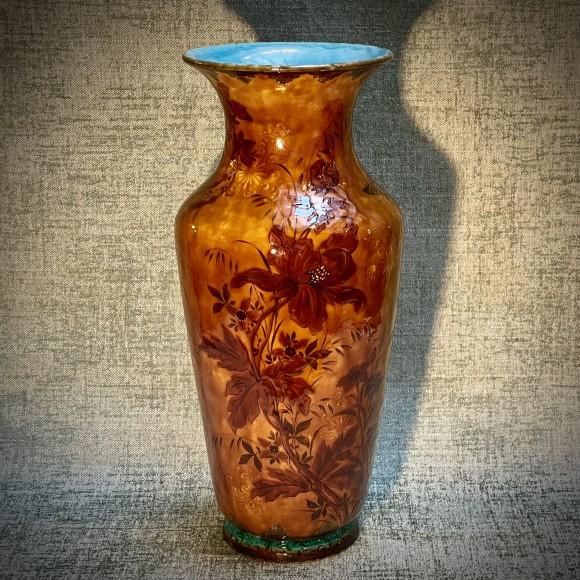 Large ceramic vase with nièlé background signed Th
