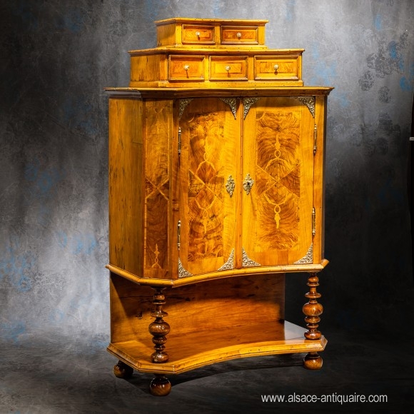18th Century Walnut Marquetry Curved Credenza