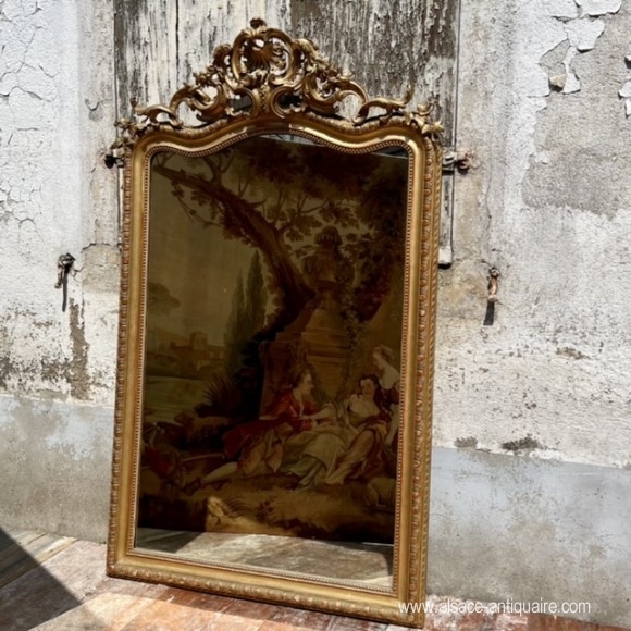 Rocaille mirror Napoleon III wood and gilded stucc