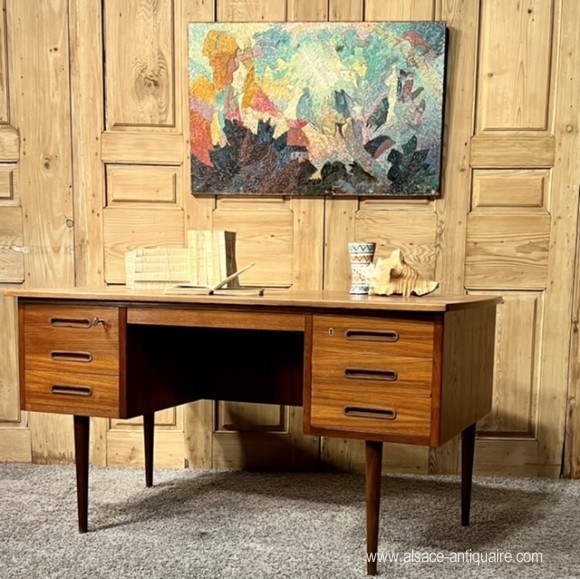 Vintage teak double-sided desk