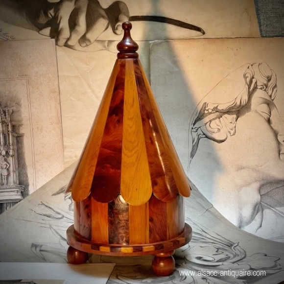Rare 19th century conical box in fruit wood