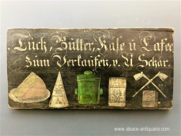 Rare polychrome grocer sign Alsace XIXth century