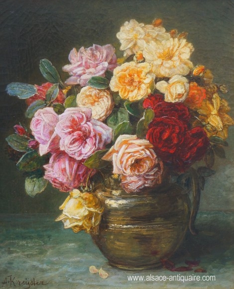 Fleurs au vase de cuivre