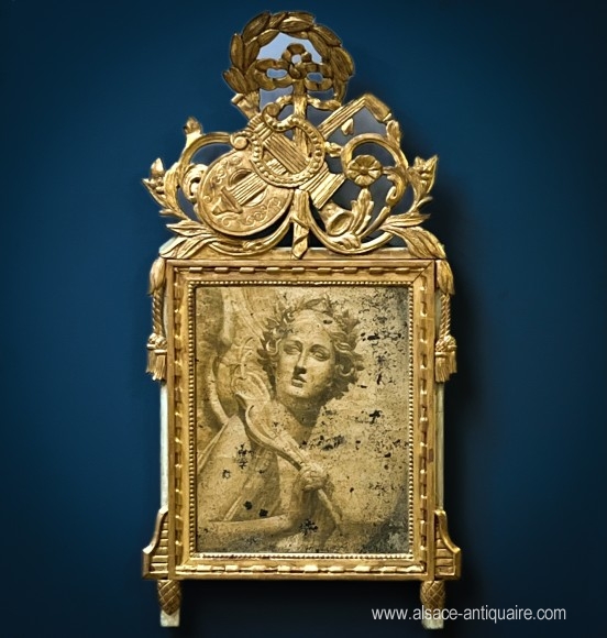 Grand Miroir Louis XVI Bois Doré