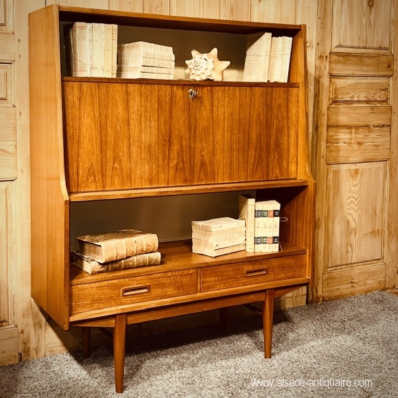 Bibliothèque secretaire vintage design années 1960