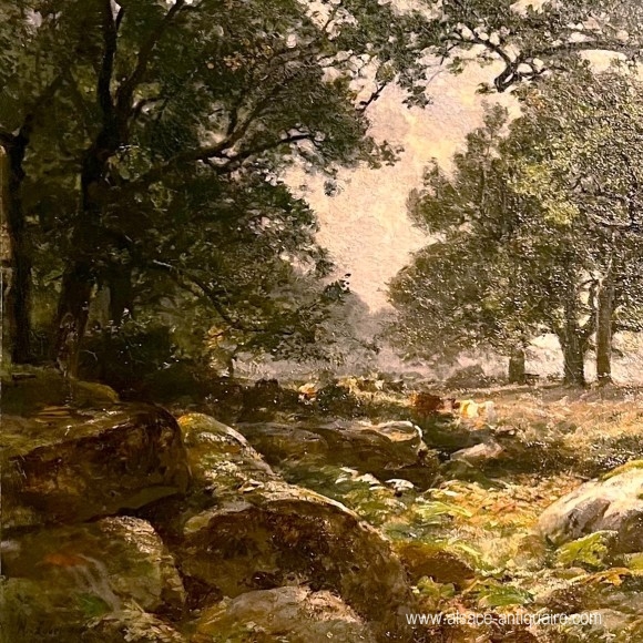 Sous bois - huile sur toile par Henri Zuber