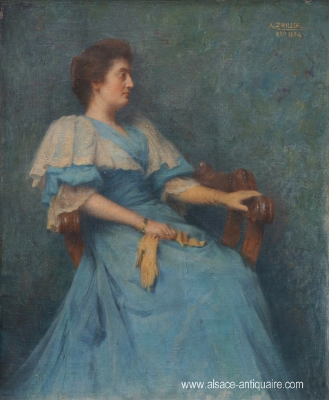 Portrait sur fond bleu