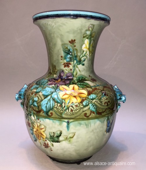 Grand vase décor japonisant Théodore Deck 