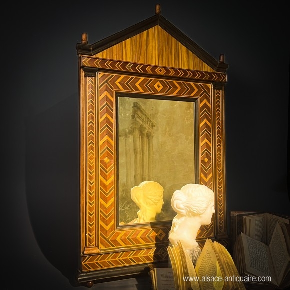 Miroir cadre bois marqueterie néoclassique XIX ème