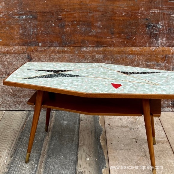 Table basse vintage mosaïque années 1960